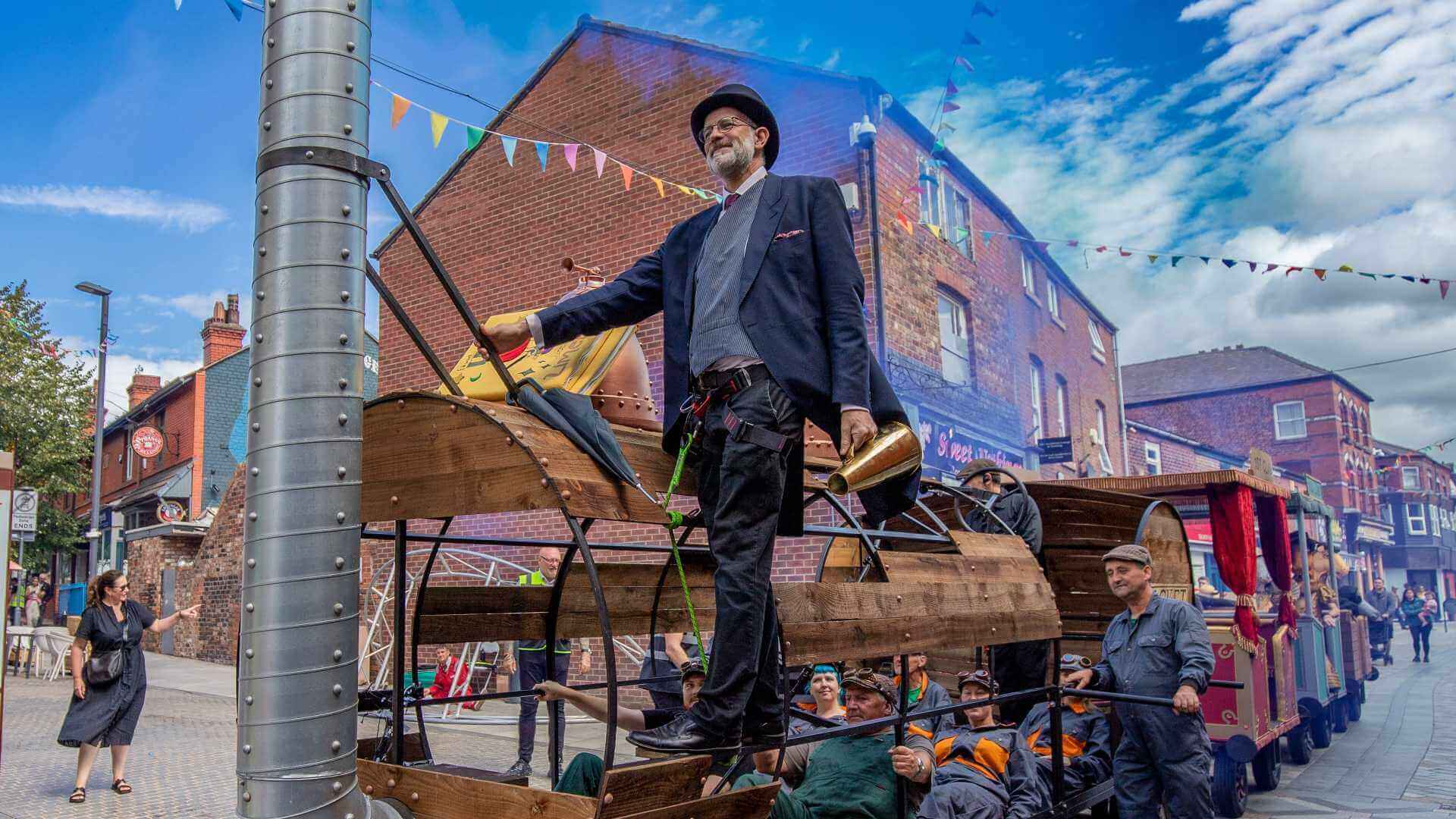 Bicycle powered replica of Stephenson's Rocket