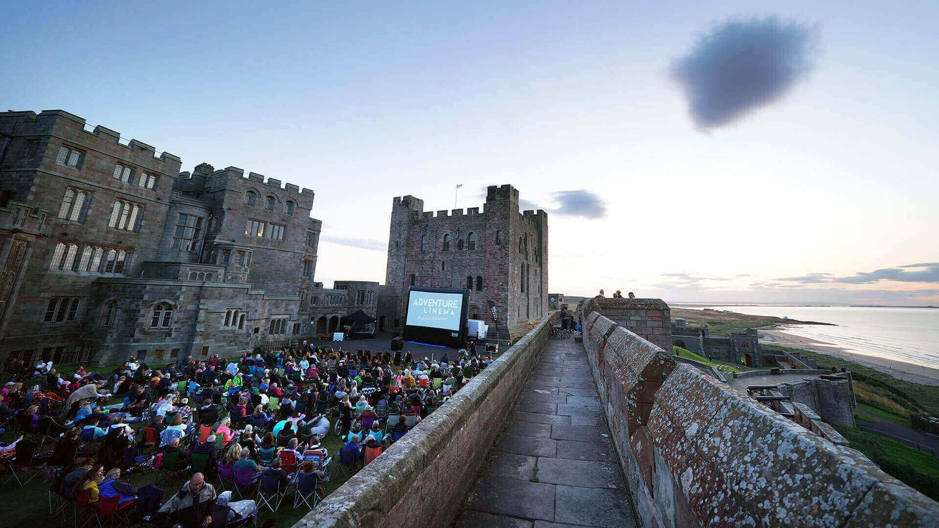 Outdoor cinema at Bamburgh Castle