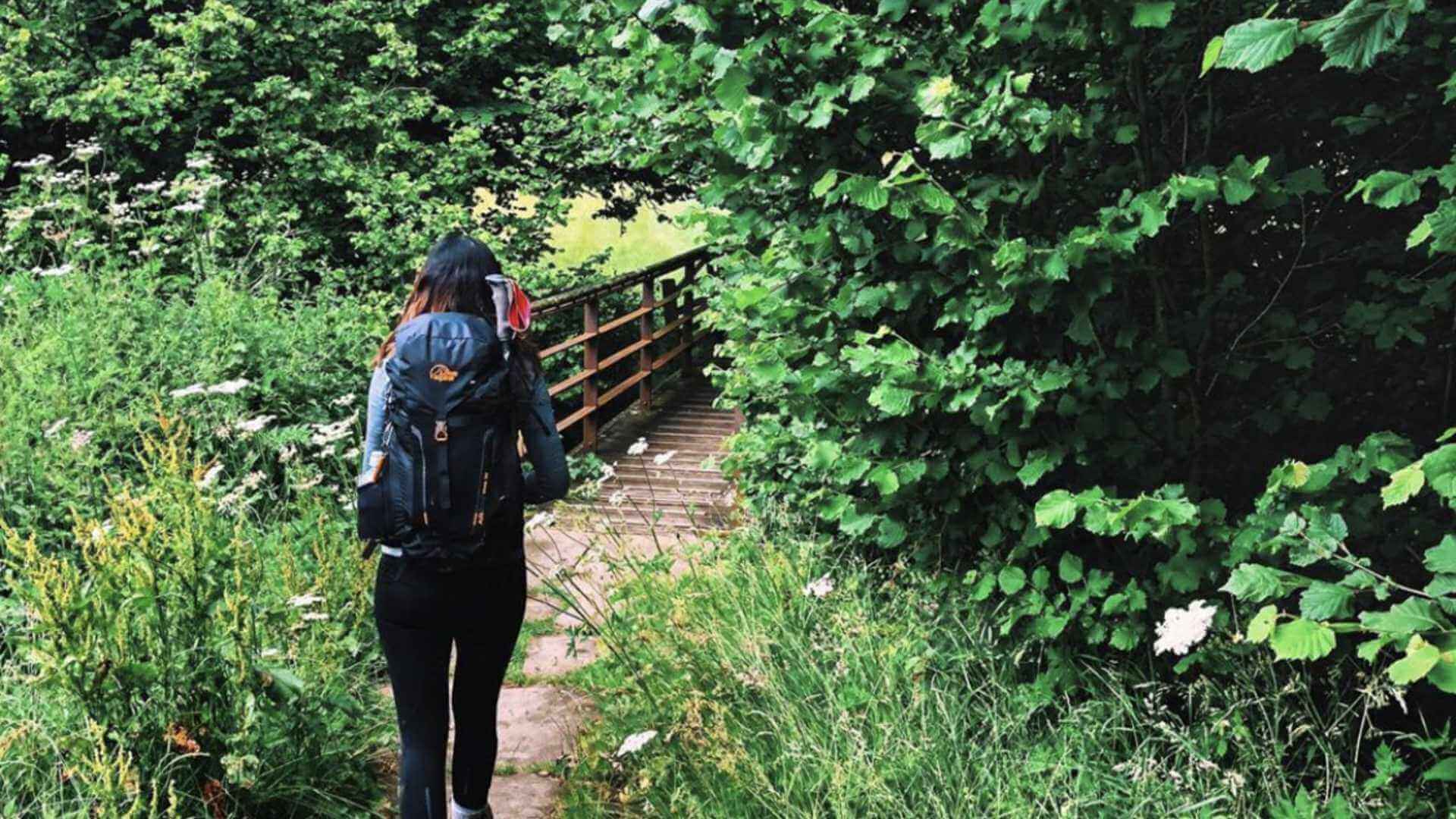 Lone walker on Hadrian's Wall Path