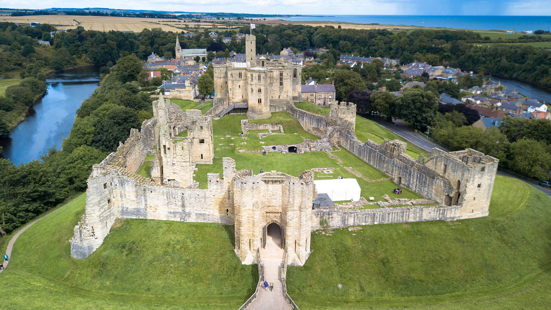 Warkworth Castle aerial