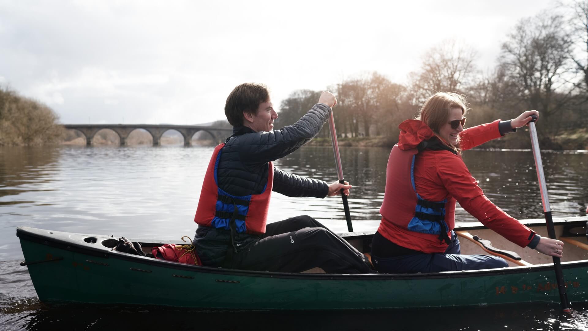 Canoeing side view