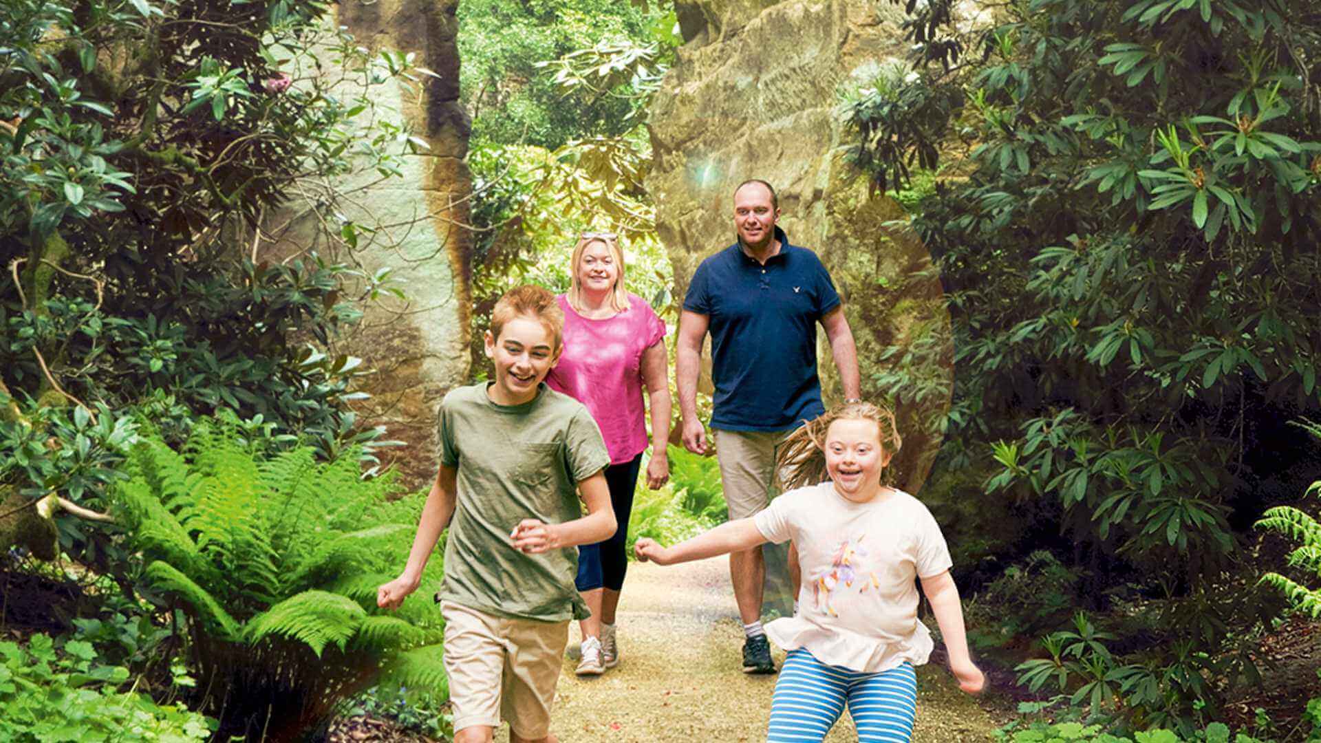 Family enjoy ground of Belsay Hall