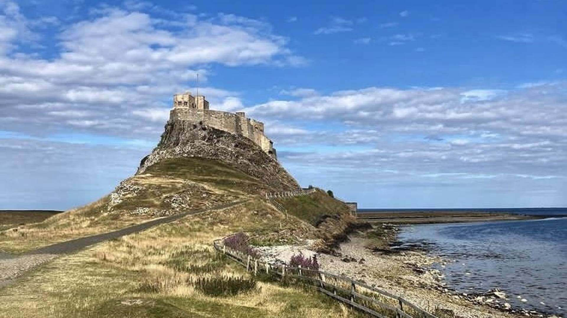 Blue skies over Lindisfarne Castle