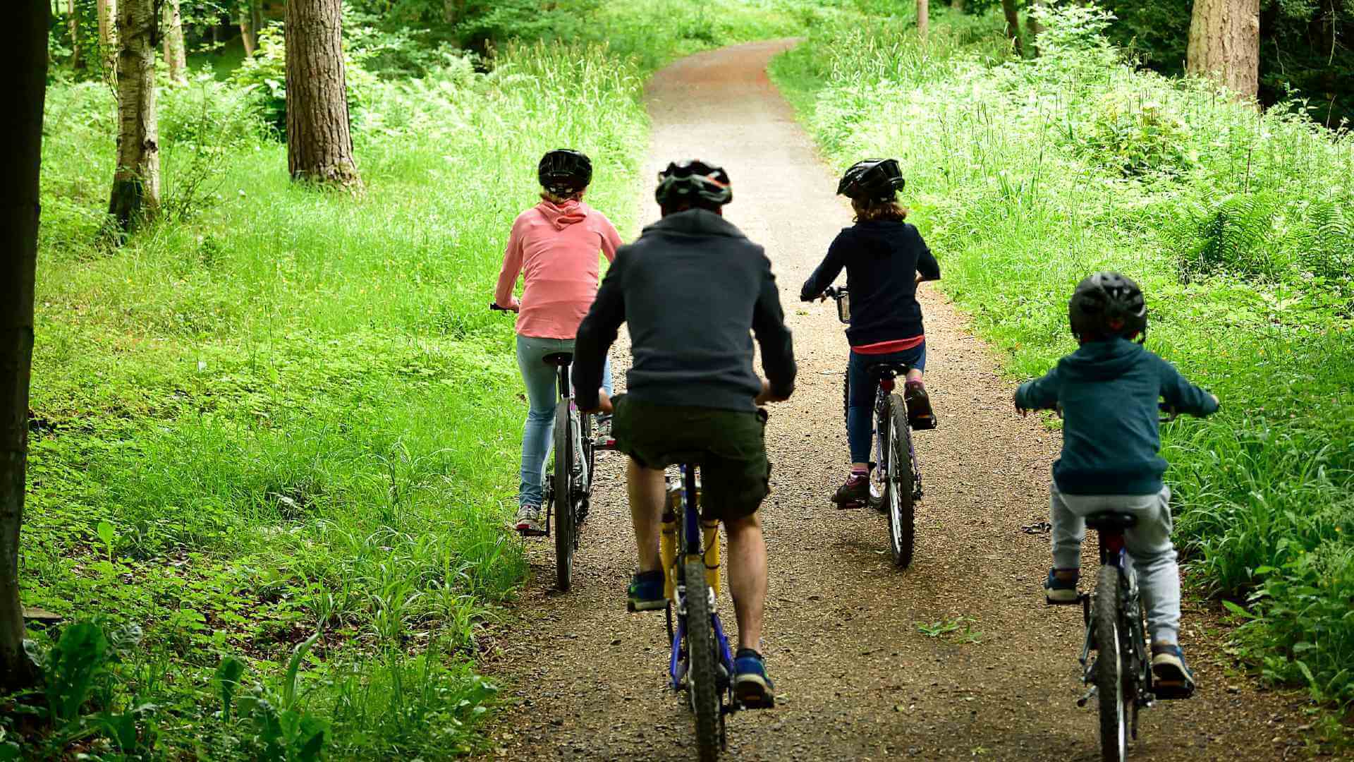 Family cycling at Wallington