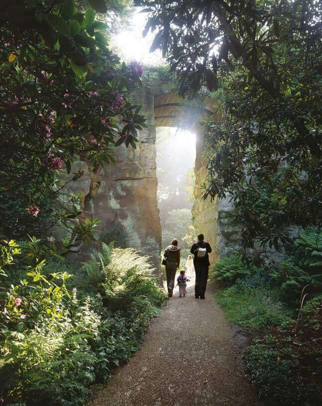 Family wander through Belsay Hall, Castle and Gardens