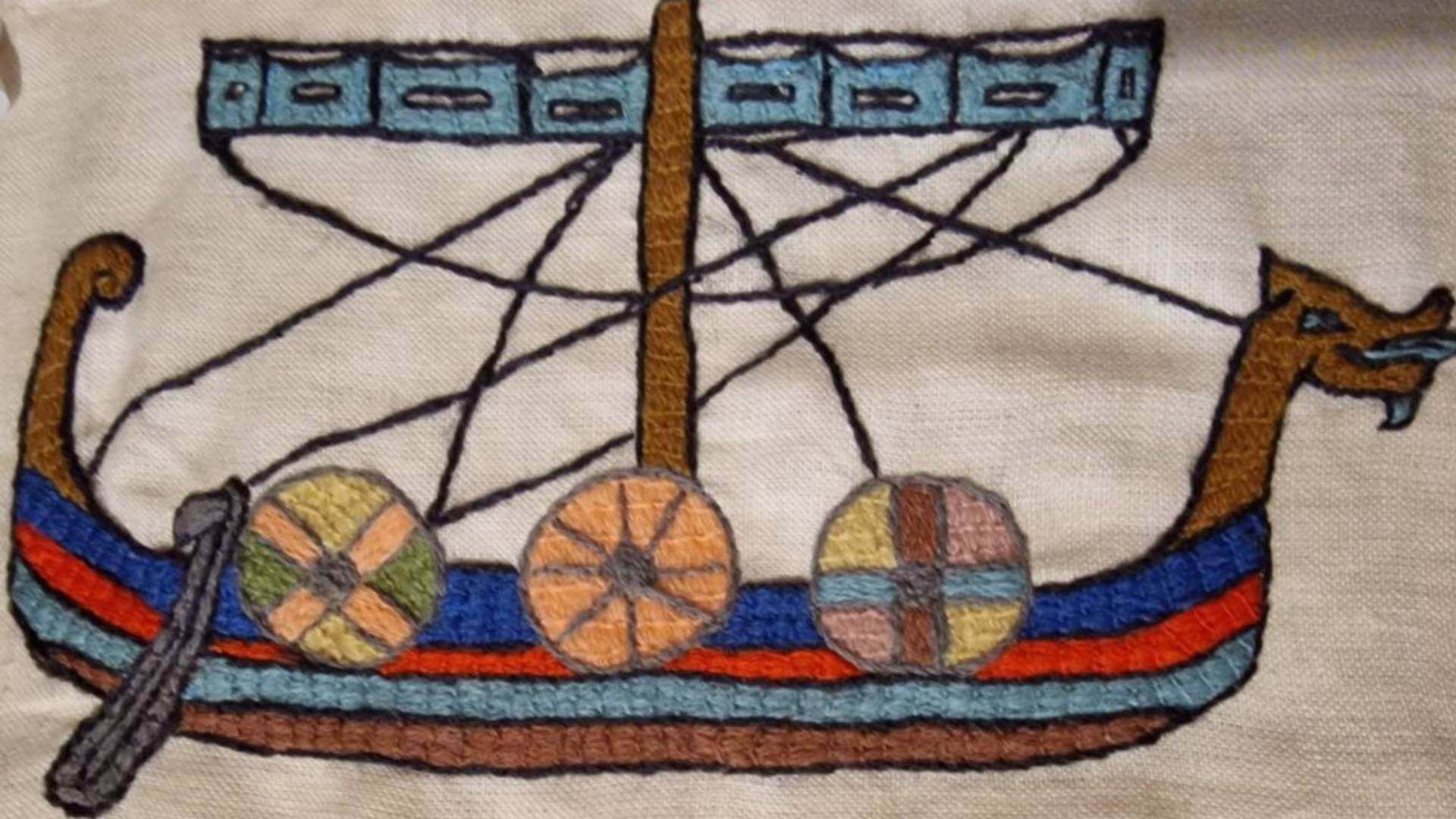 Meet Wulfthryth as she embroiders for the Queen