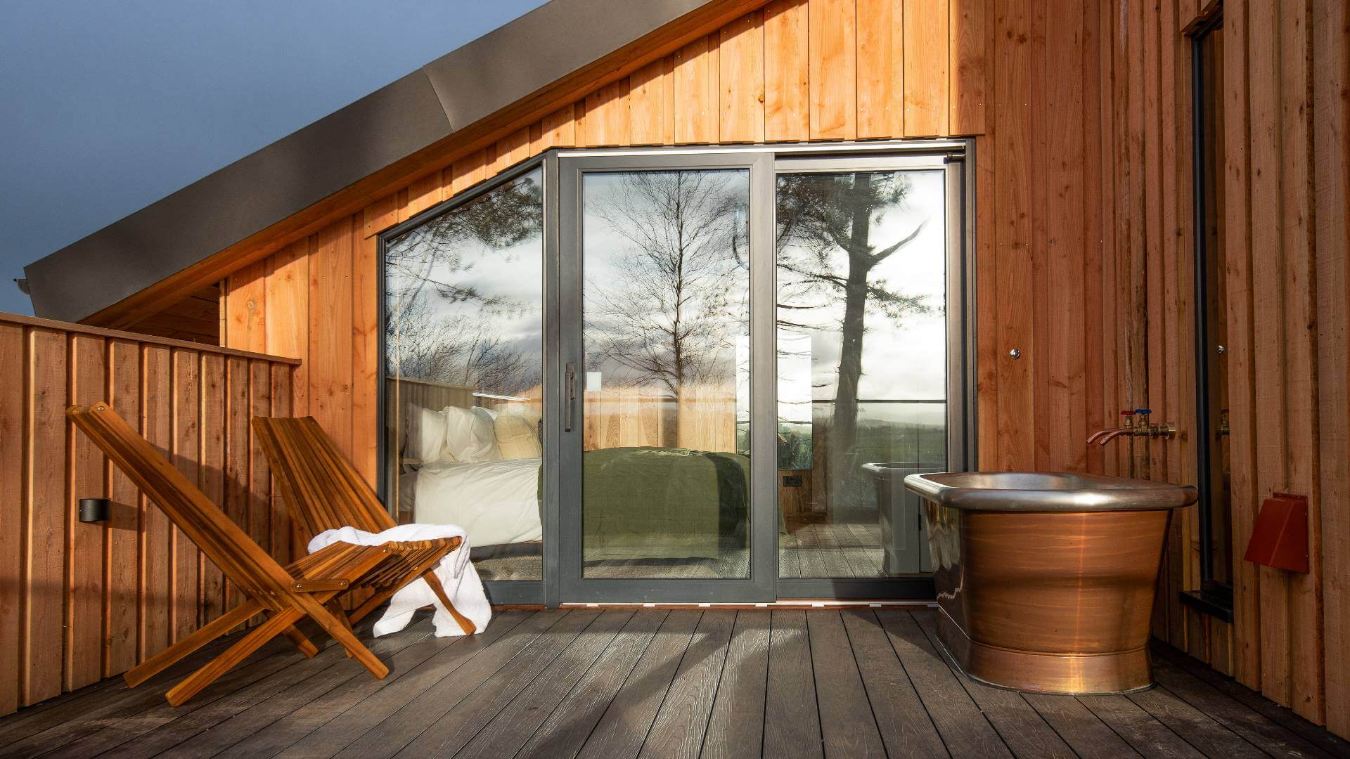 Outside with tub