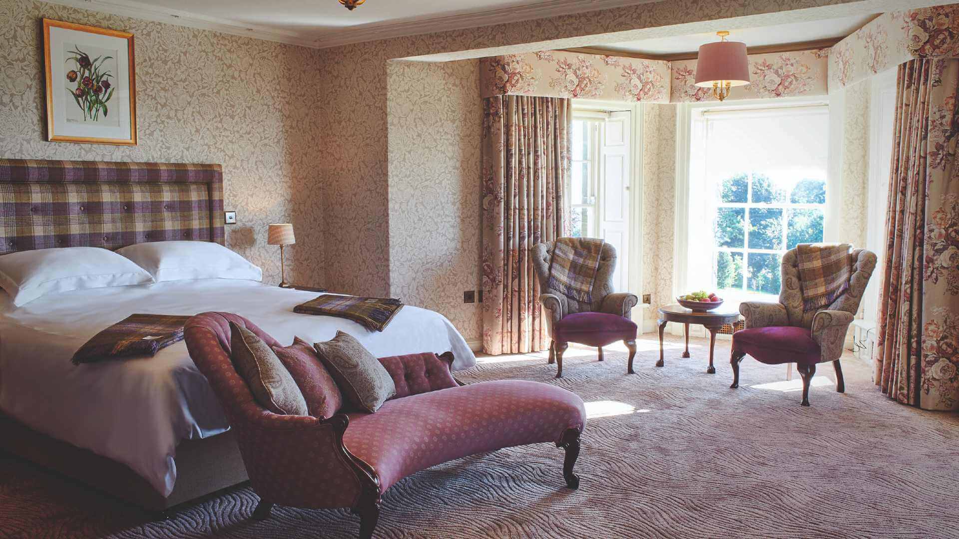Master bedroom at Walwick Hall