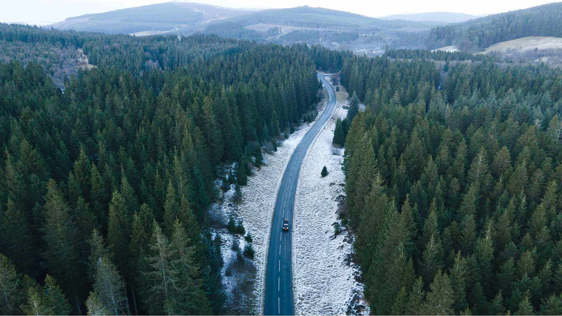 Winter aerial in Kielder