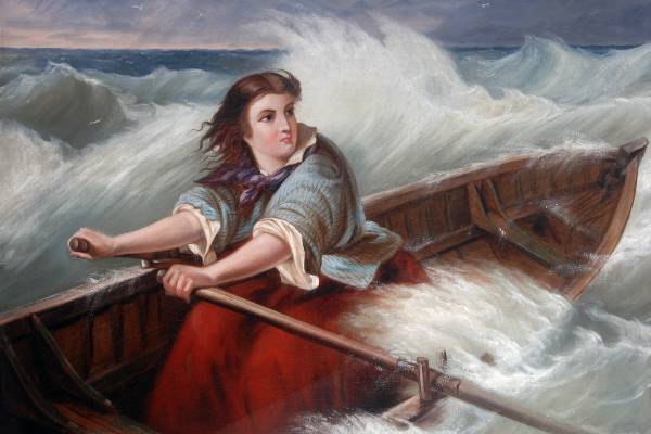 Grace Darling. Oil on canvas by Thomas Brooks (1818-1891).
